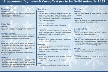 Calendario degli eventi Cavagliesi per le festivit&#224; natalizie 2025