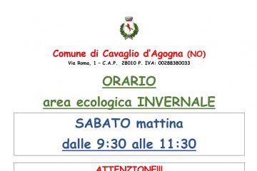 Area ecologica comunale - Orari anno 2026