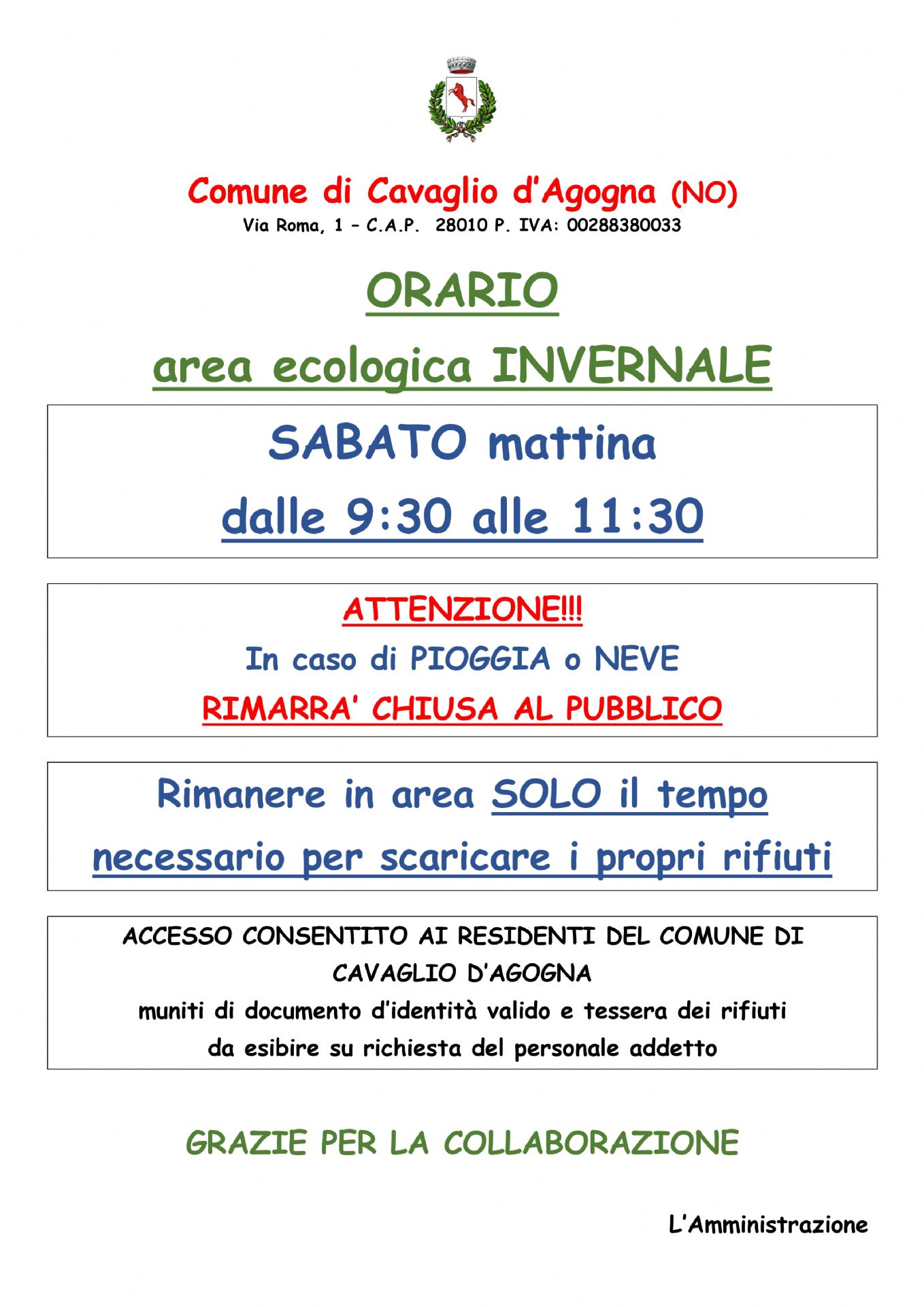 Orario Invernale